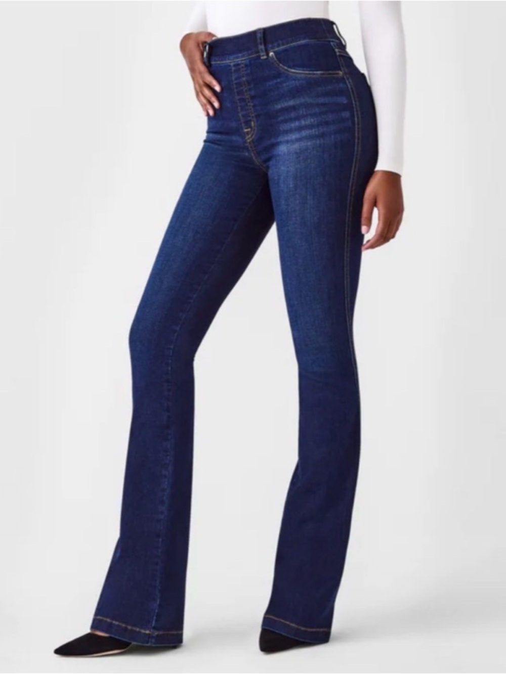 Spanx High Rise Flare Leg Pull On Jeans